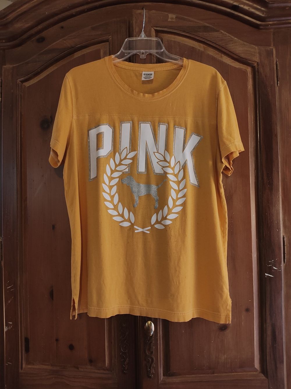 PINK Victoria's Secret Yellow Graphic Short Sleeve Tee